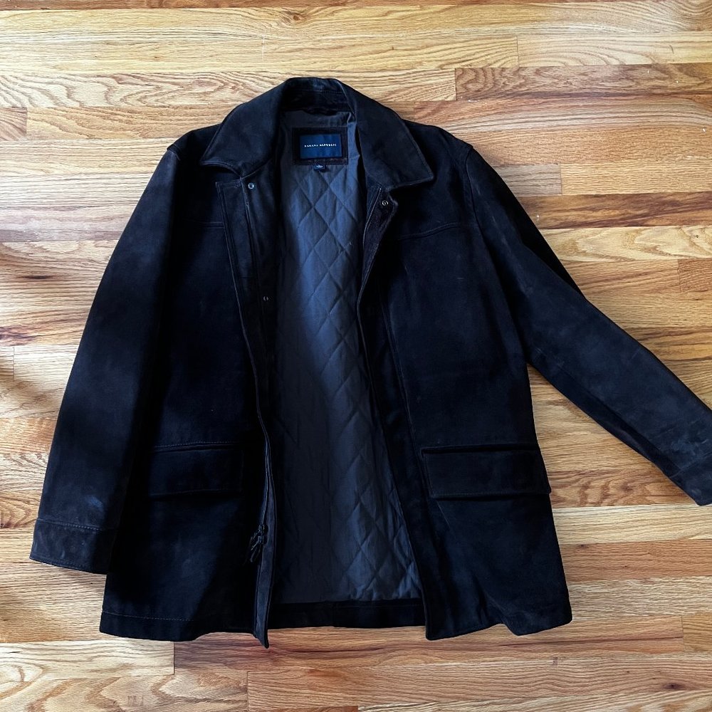 Mens Banana Republic Suede Trench Coat Sz L